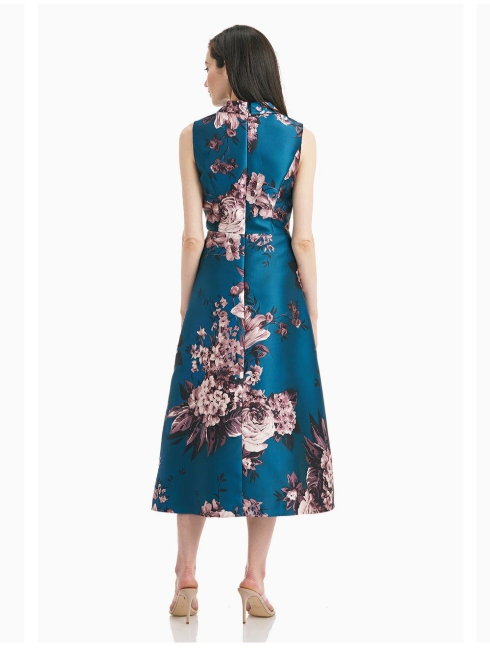 NWT Kay Unger Waverly Tea Length Floral Mikado Dress Size 10 - Picture 3 of 6